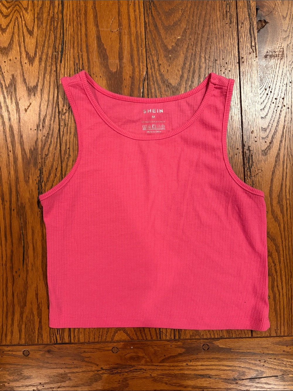 SHEIN Hot Pink Ribbed Crop Tank